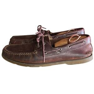 Mens Sperry Top-Sider STS18234 Leather Lace-Up 2-Eye Boat Shoes Size 9.5 Brown